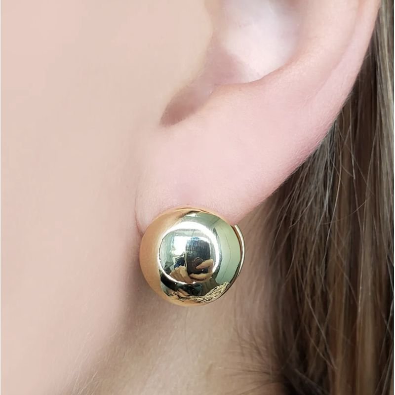 Argola bola folheada a ouro