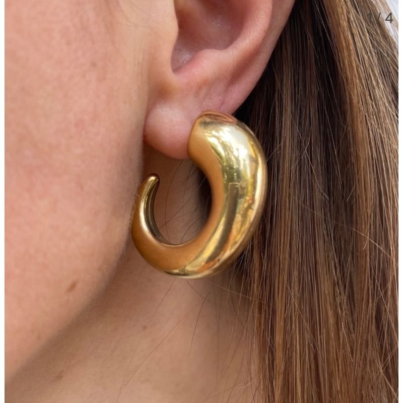 Argola tubo gancho banho ouro