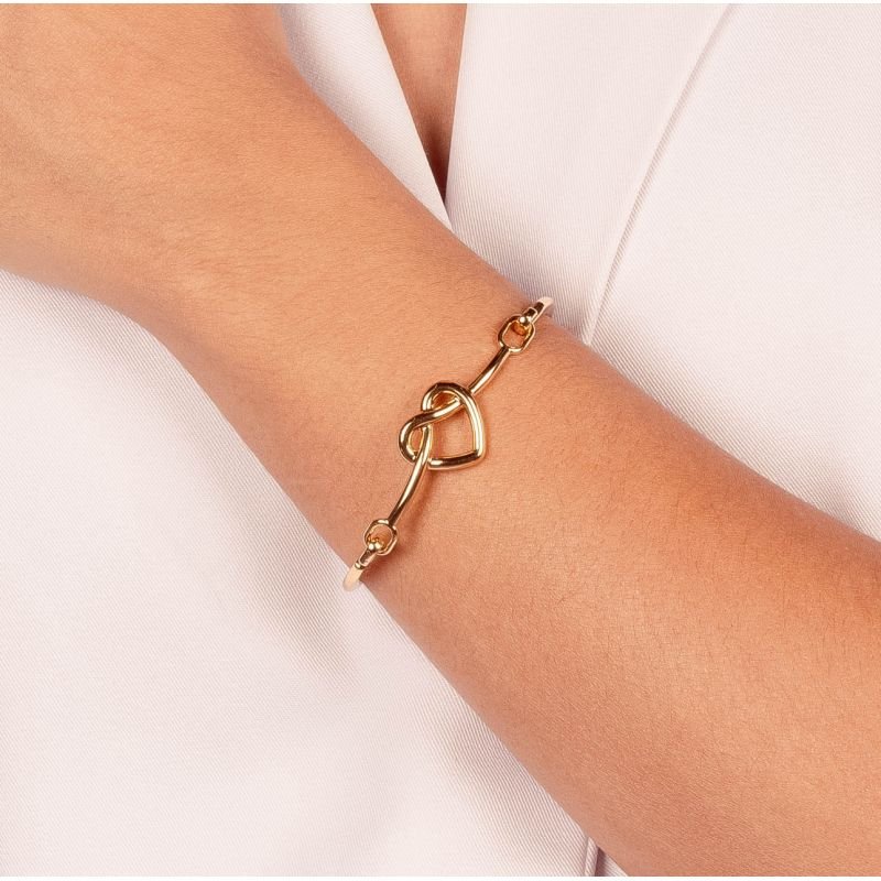 BRACELETE CORAÇÃO NÓ BANHO OURO.