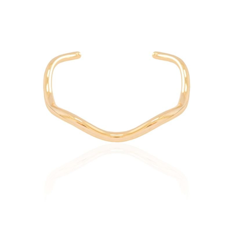 BRACELETE ONDA ABERTA BANHO OURO