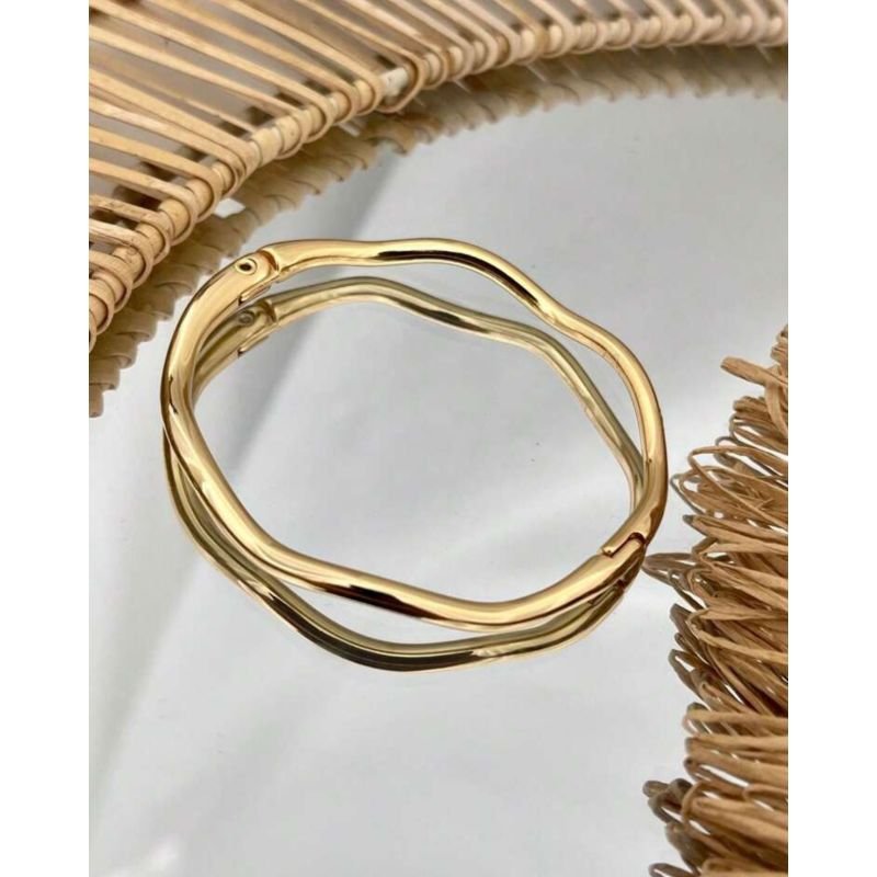 Bracelete ondas folheado a ouro