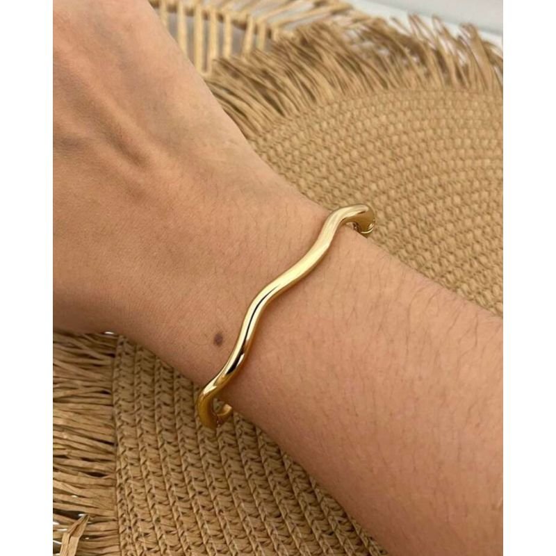 Bracelete ondas folheado a ouro