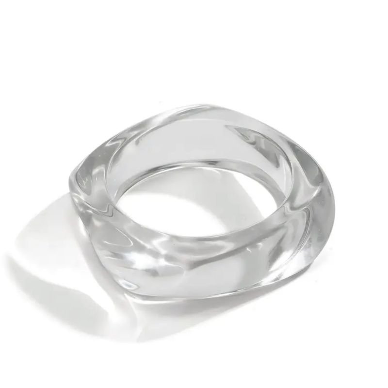 Bracelete resina acrílico transparente tendência