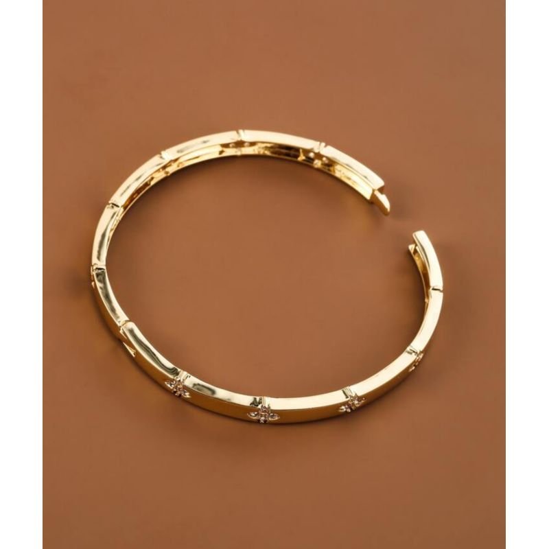 Bracelete trevo zircônia dourado