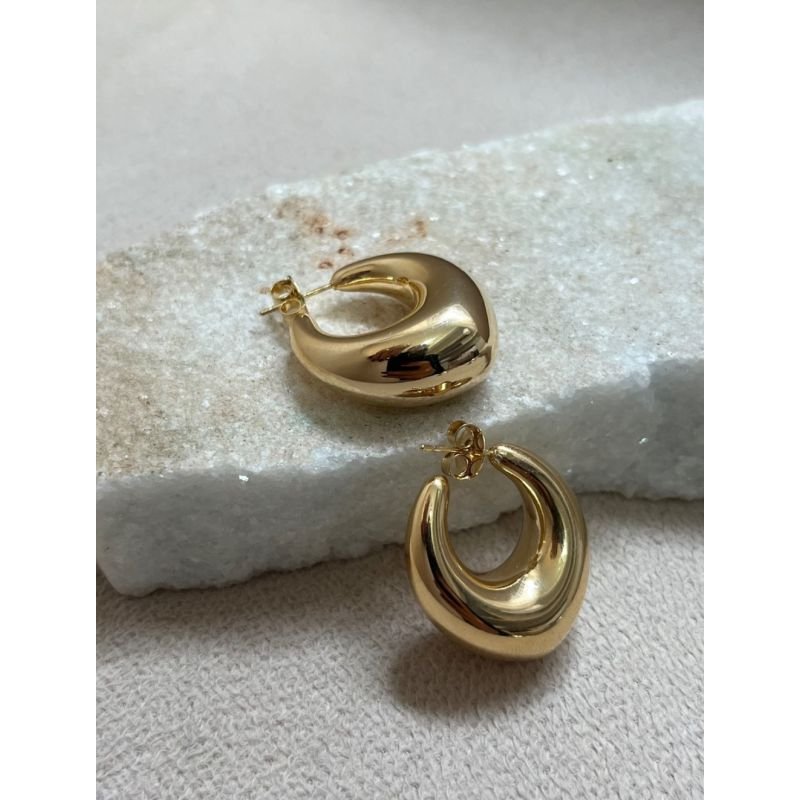 Brinco argola gota abs dourada