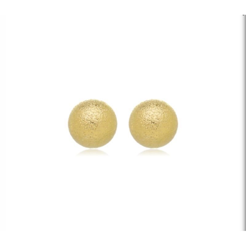 Brinco bola fosca g banho ouro