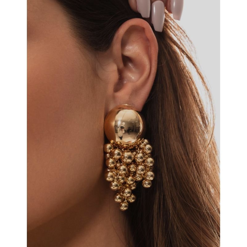 Brinco cascata bolas dourado