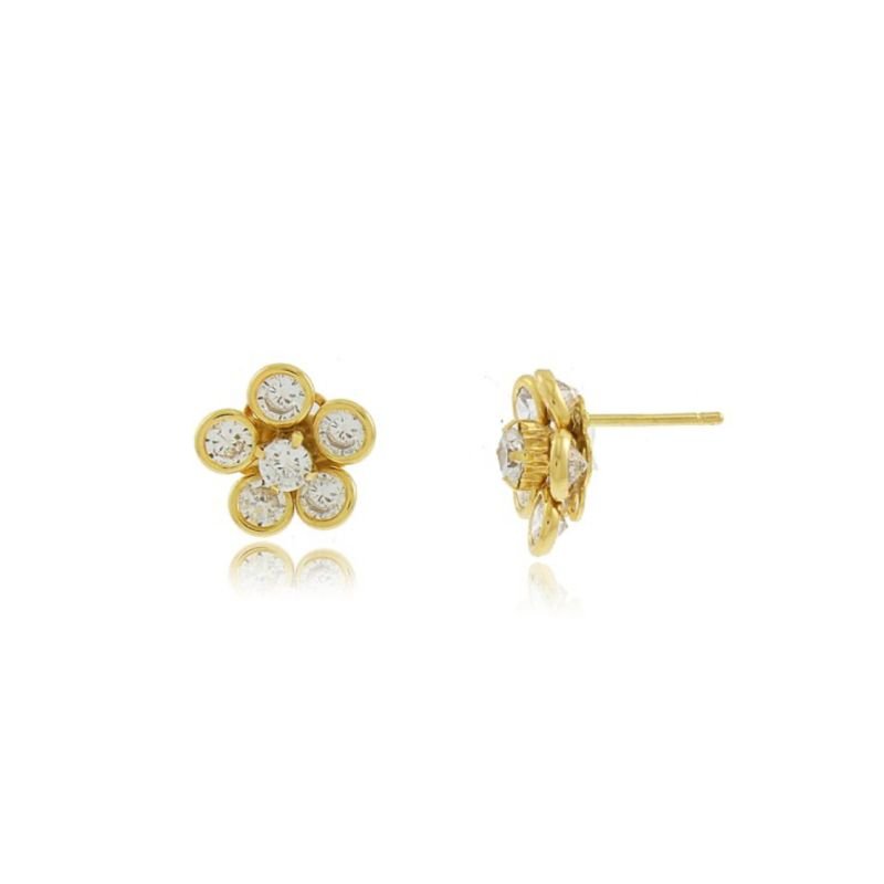 Brinco flor cristal zircônia