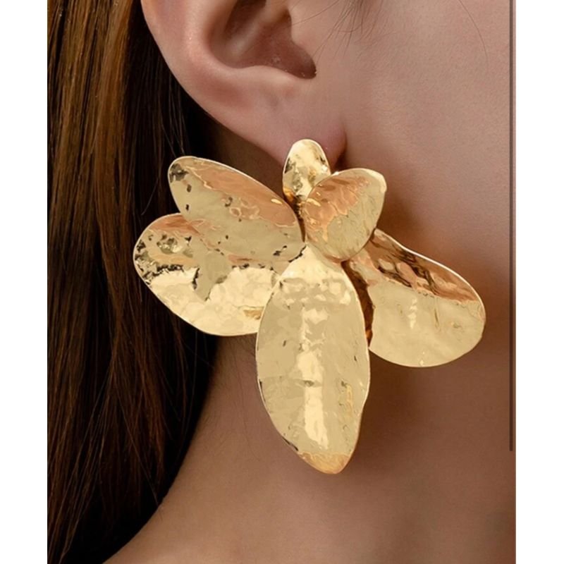 Brinco Orquídea Grande Banho Ouro