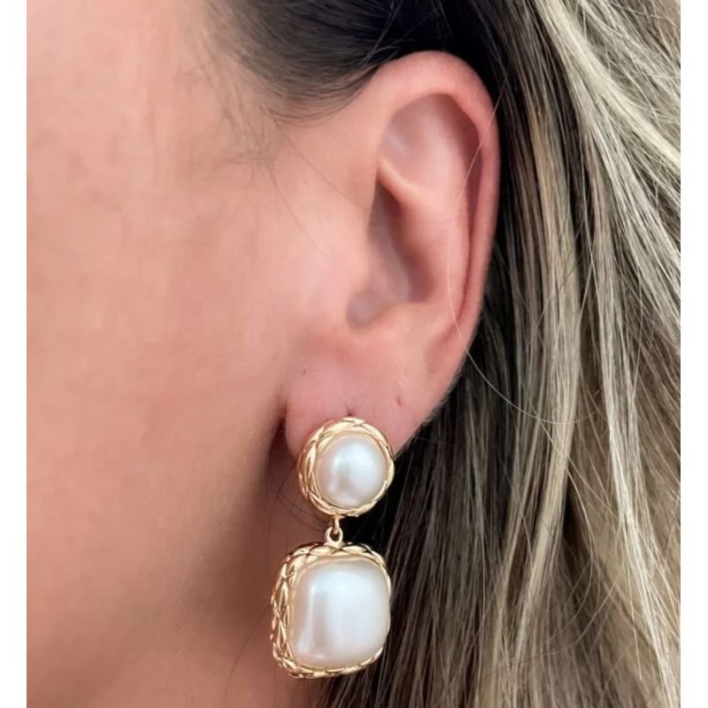 Brinco pérola elegance dourado