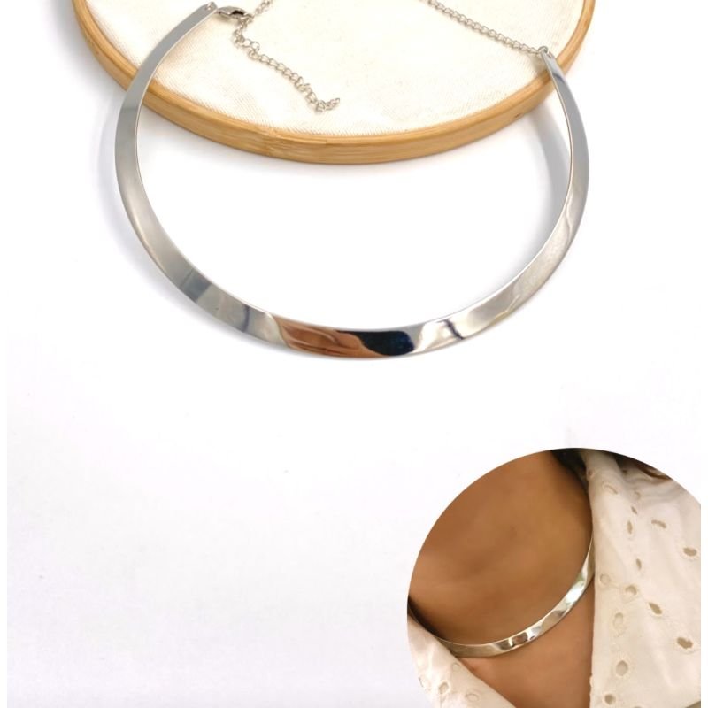 Chocker aro achatado banho prata