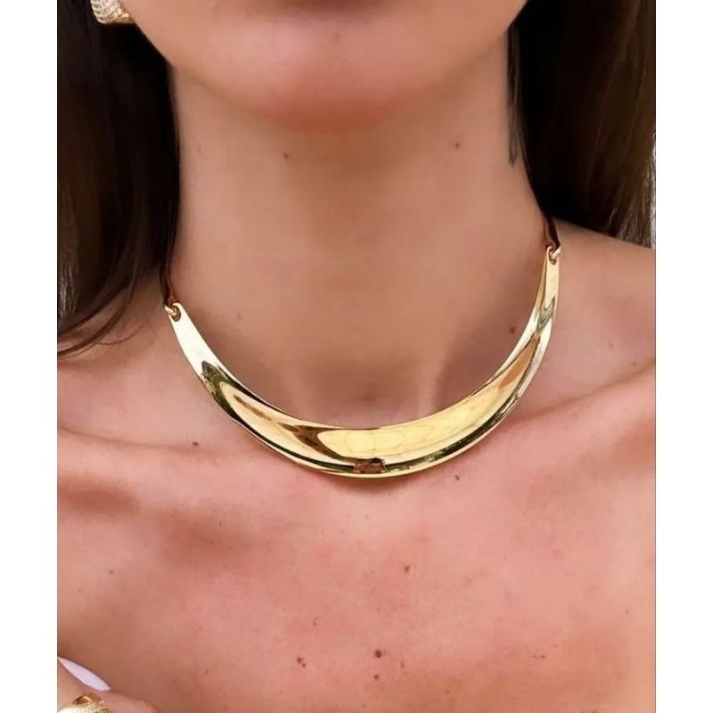 Choker aro grosso articulado banho ouro