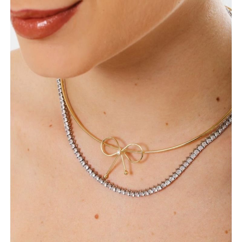 Choker aro laço dourado