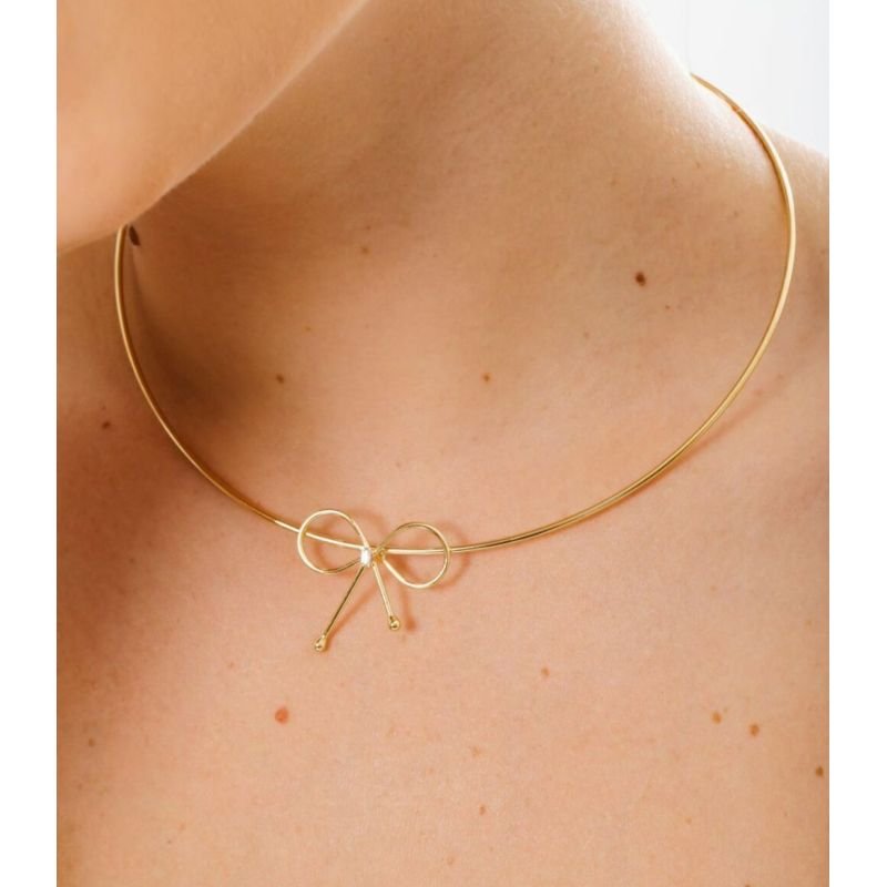 Choker aro laço dourado