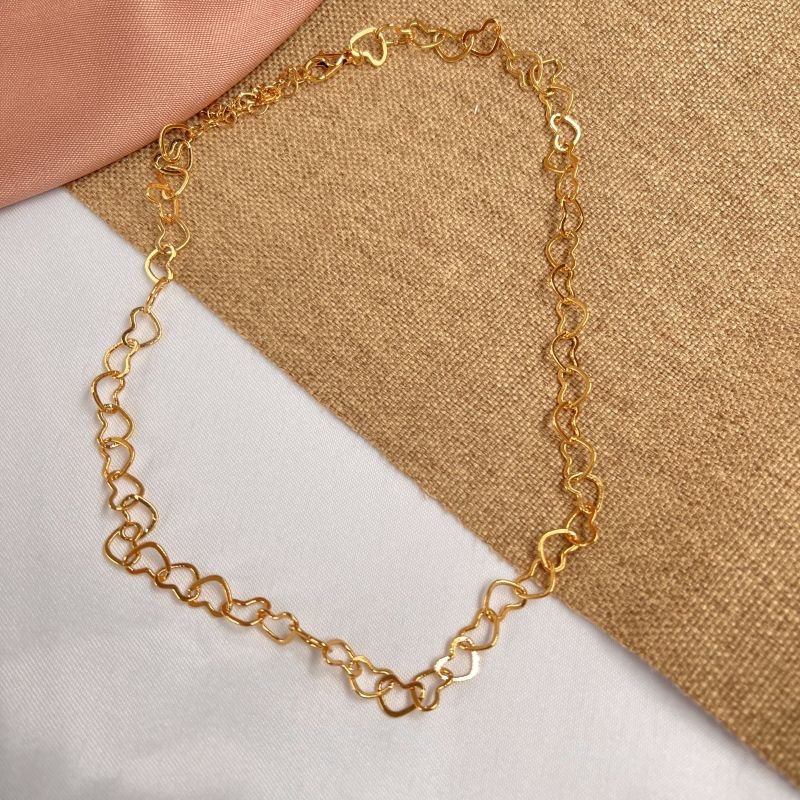 Choker coração banho ouro