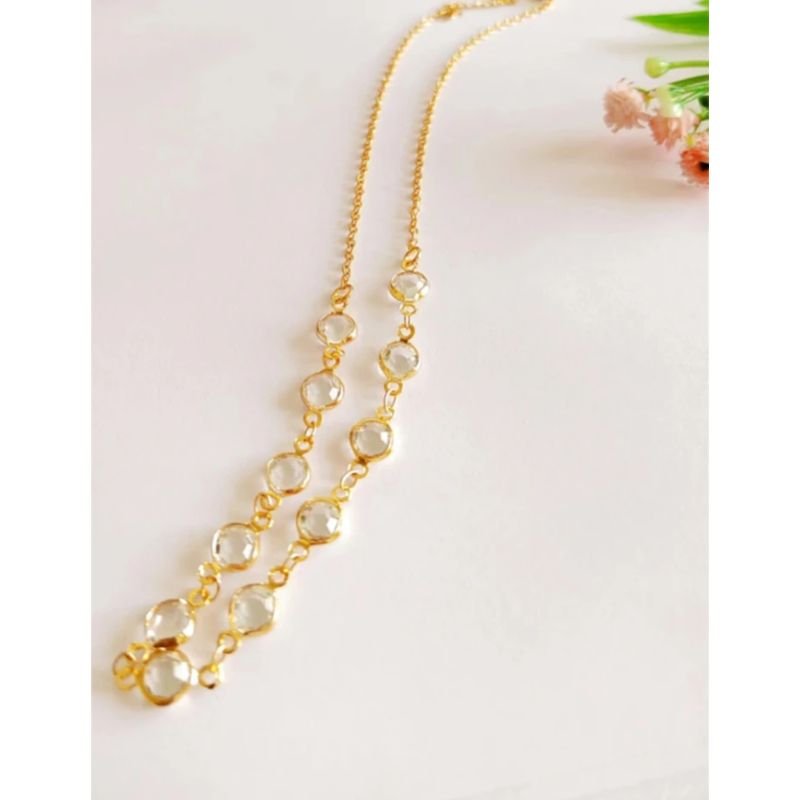 CHOKER CRISTAIS TRANSPARENTES BANHO OURO MAJESTY