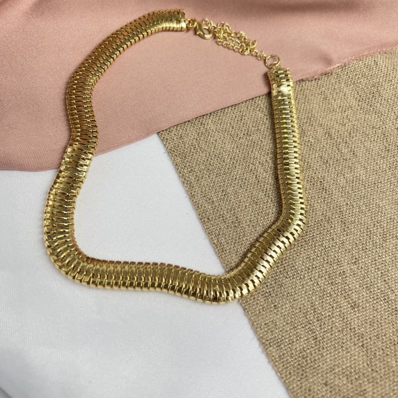 Choker malha grossa banho ouro