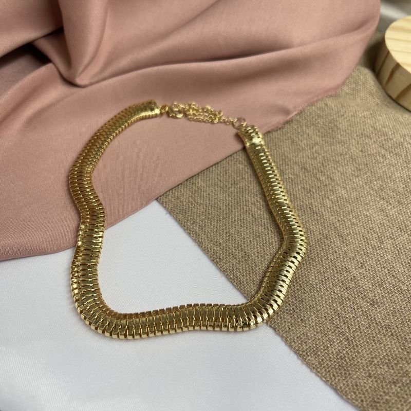 Choker malha grossa banho ouro