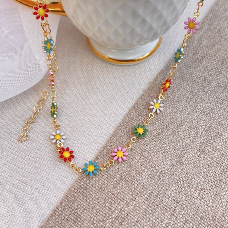 Choker margaridas coloridas flor