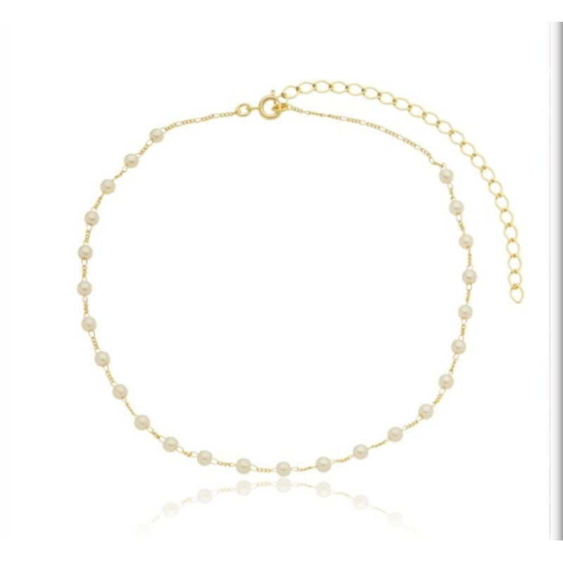 Choker pérolas corrente banho ouro