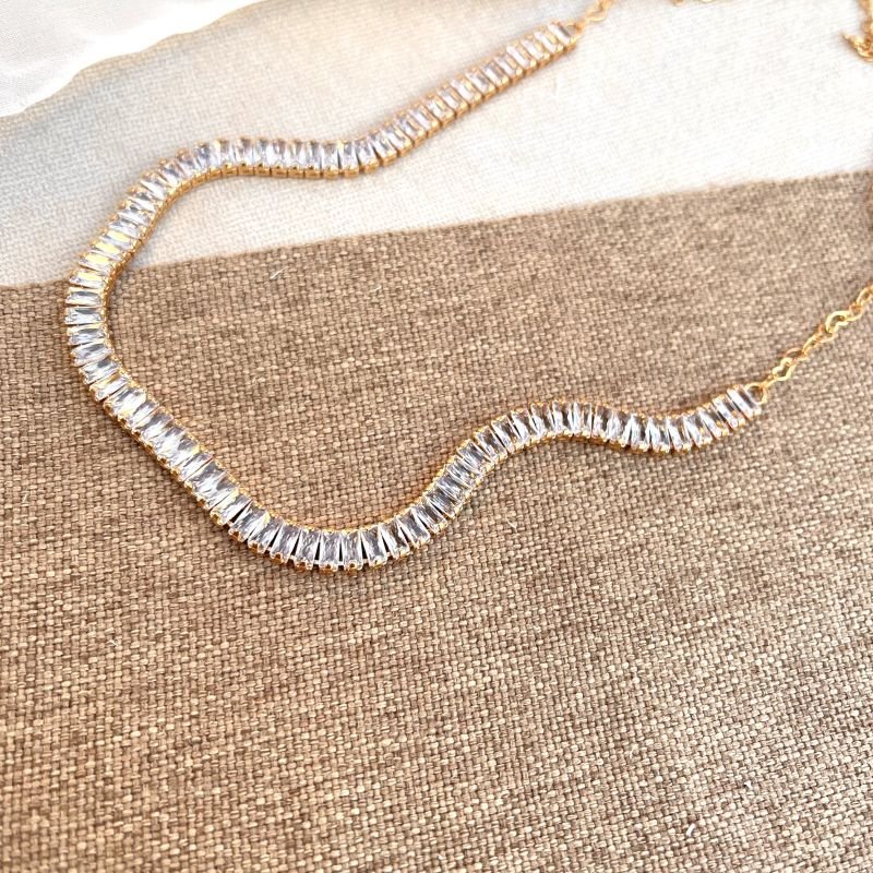 Choker riviera folheada a ouro