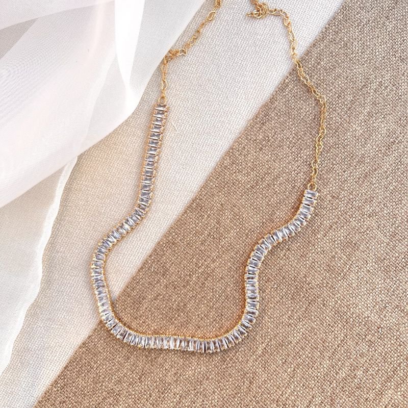 Choker riviera folheada a ouro