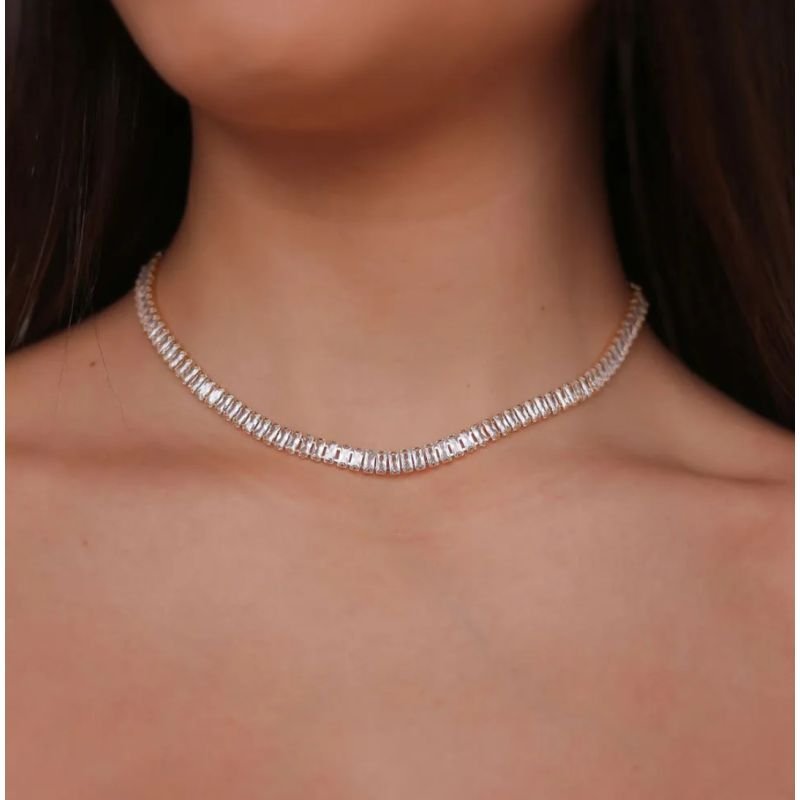 Choker riviera passa letra banho prata 925