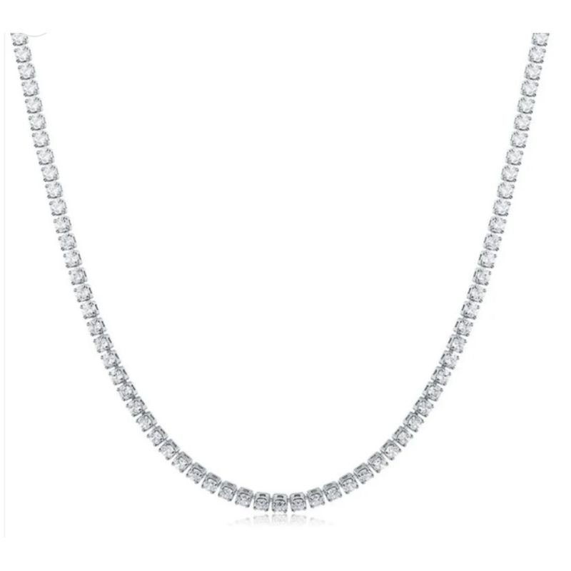 Choker riviera quadradinho banho prata 925
