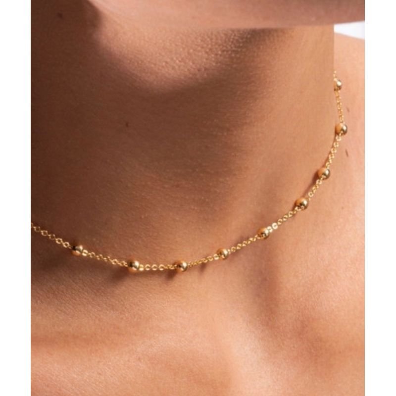 Choker simples bolinha banho ouro
