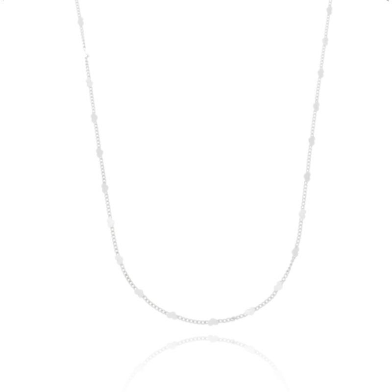 Colar longuinho coração minimalista banho prata