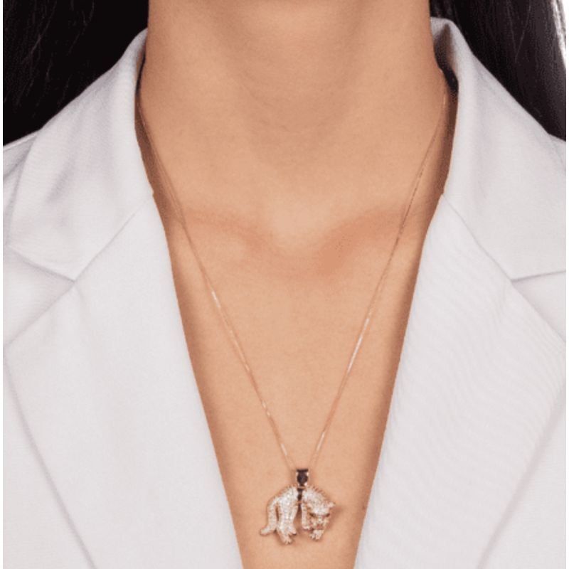 Colar pantera zircônia cristal