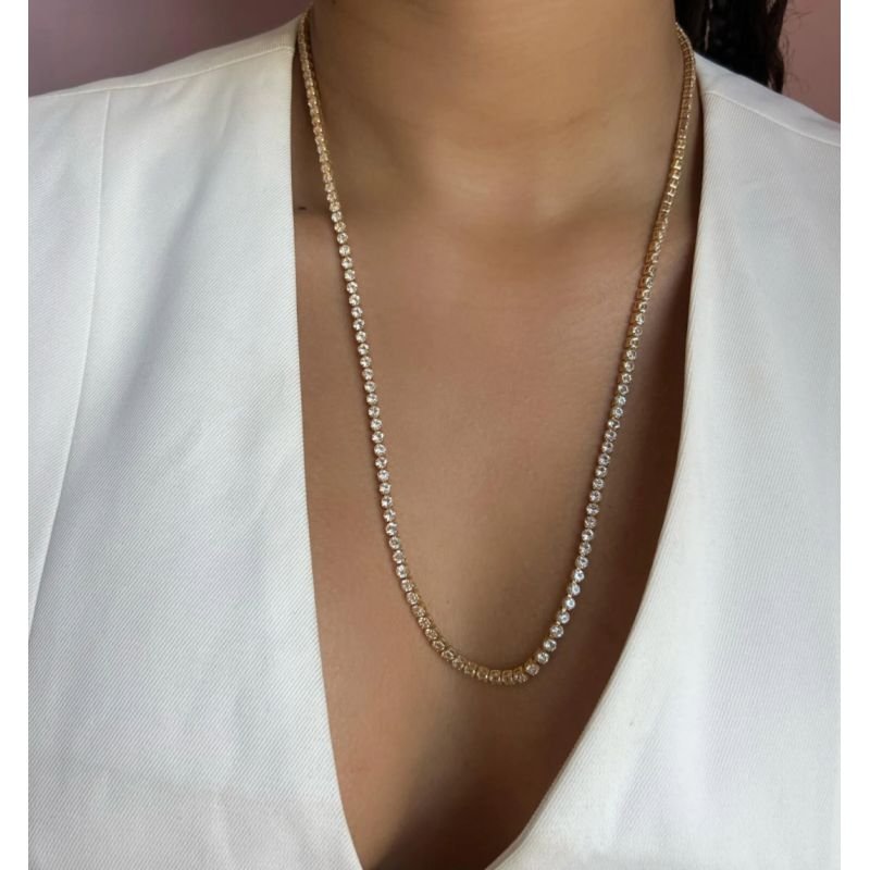 Colar riviera longo dourado 60cm