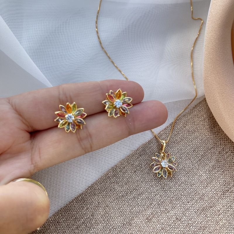 Conjunto flor colorida