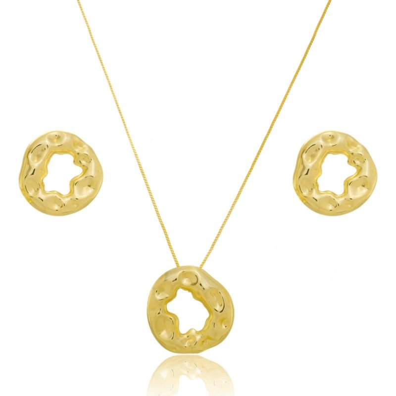 Conjunto martelado dourado