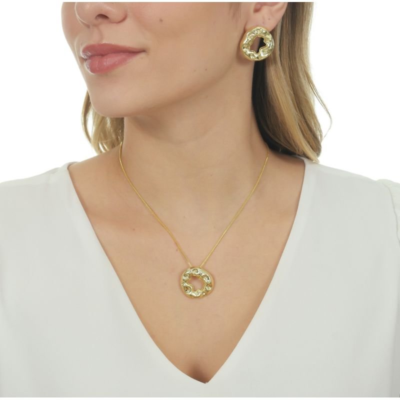 Conjunto martelado dourado
