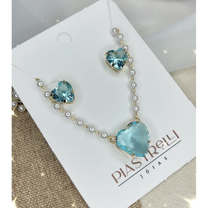 Conjunto pérola coração Acqua