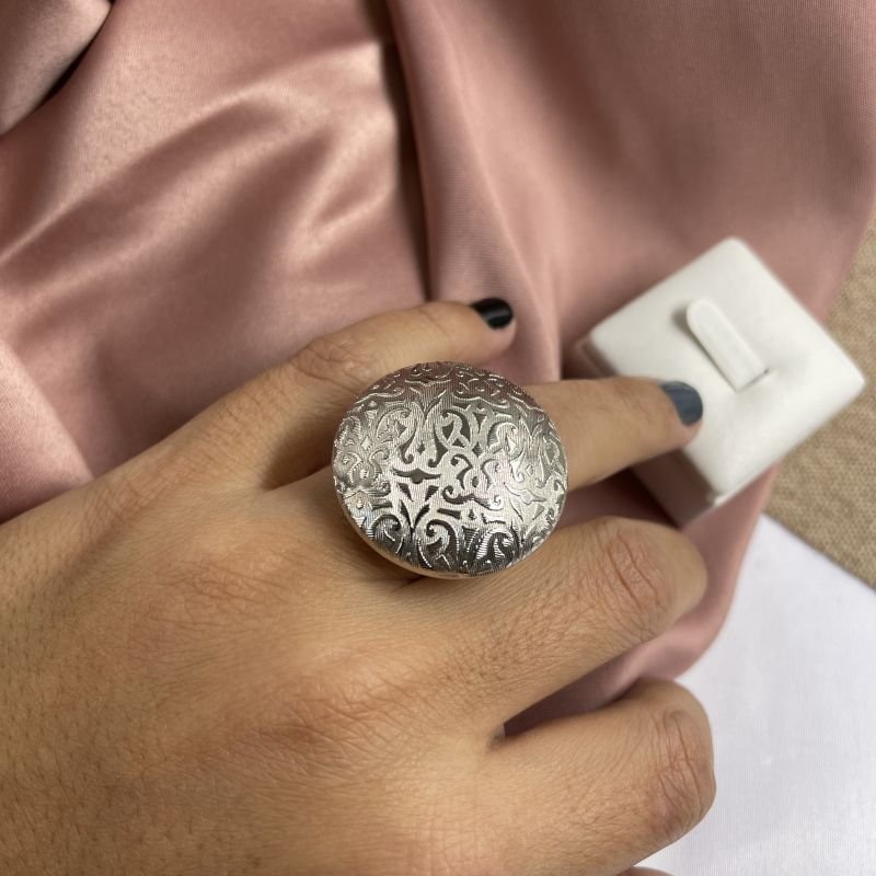 Máxi anel redondo banho prata