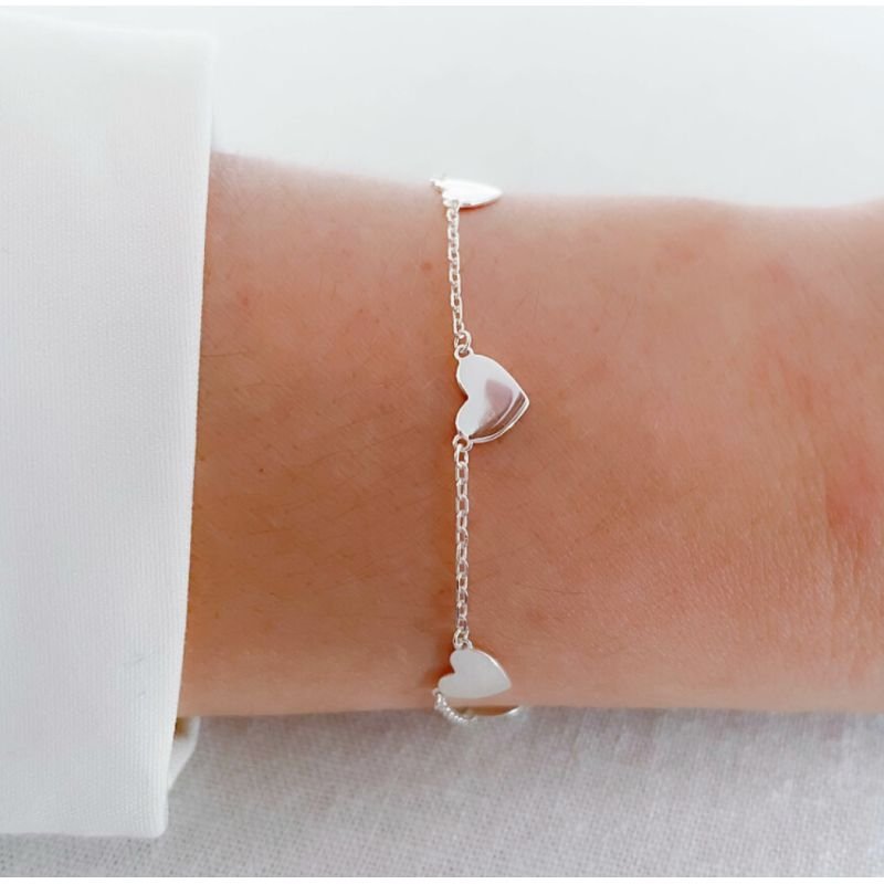 Pulseira corações lisos em aço