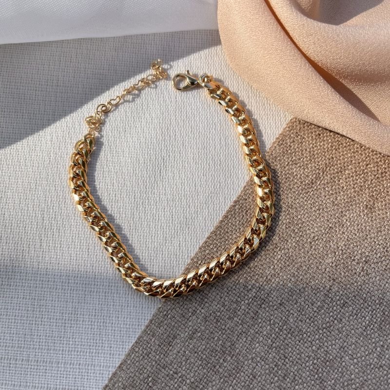 Pulseira corrente elos banhada a ouro