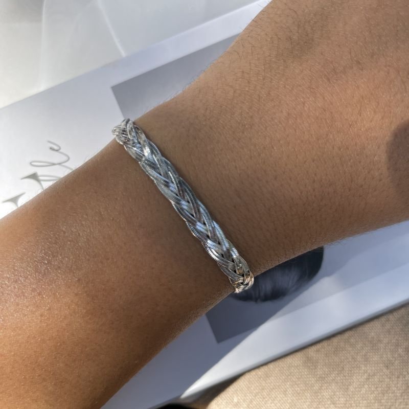 Pulseira malha trançada prata