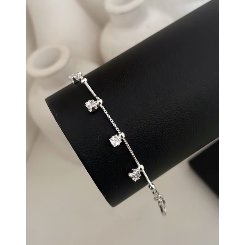 Pulseira ponto de luz banho prata 925