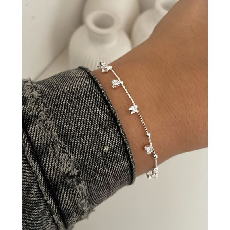 Pulseira ponto de luz banho prata 925