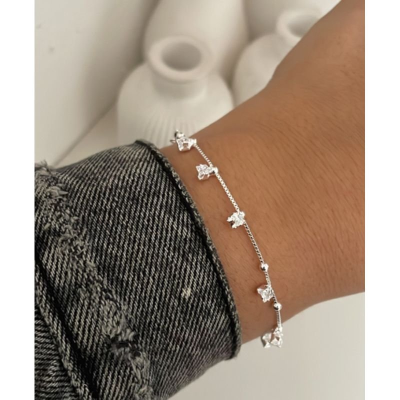 Pulseira ponto de luz banho prata 925