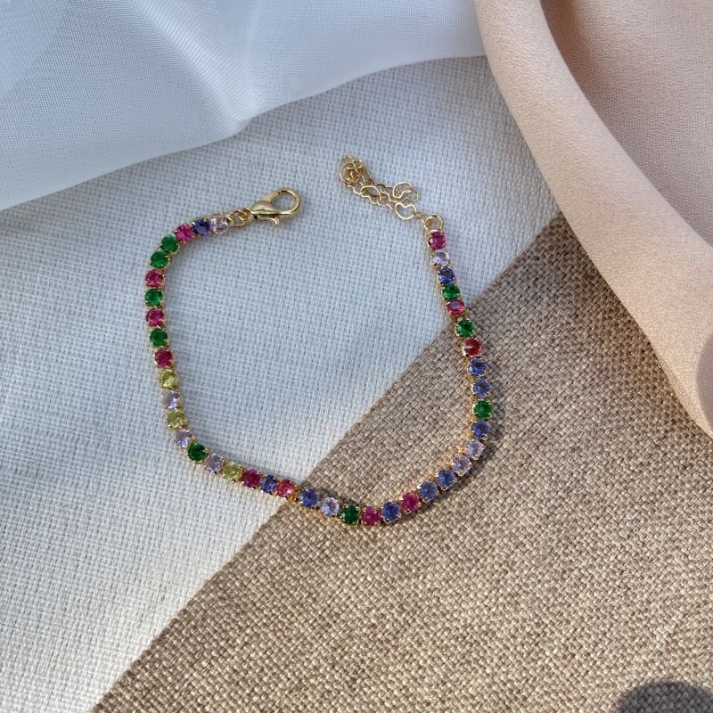 Pulseira riviera colorida quadradinha