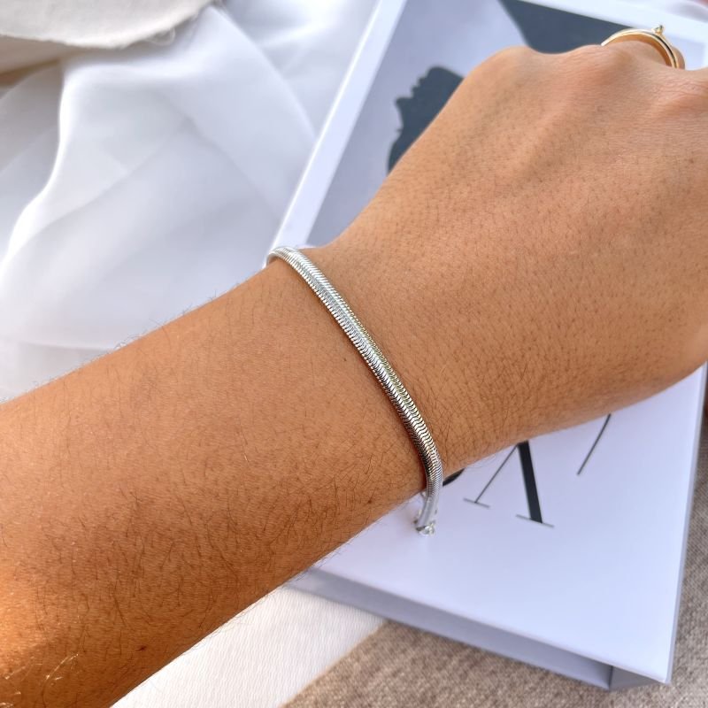 Pulseira Snake banho de prata 925
