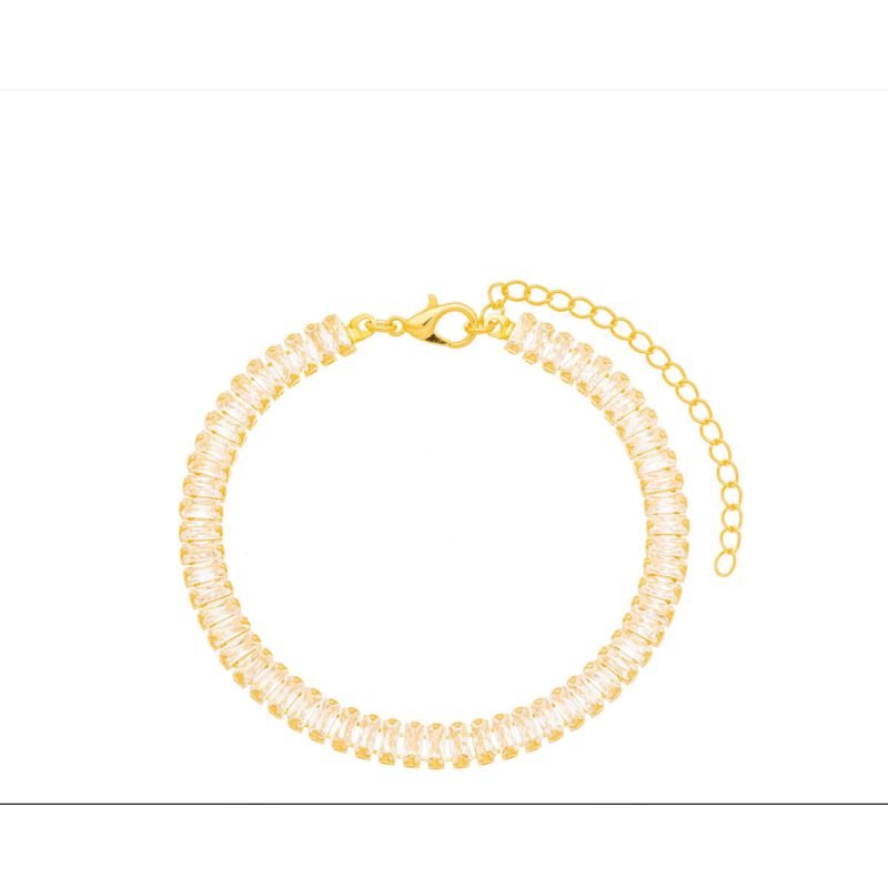 Pulseira zircônia navete banho ouro cristal