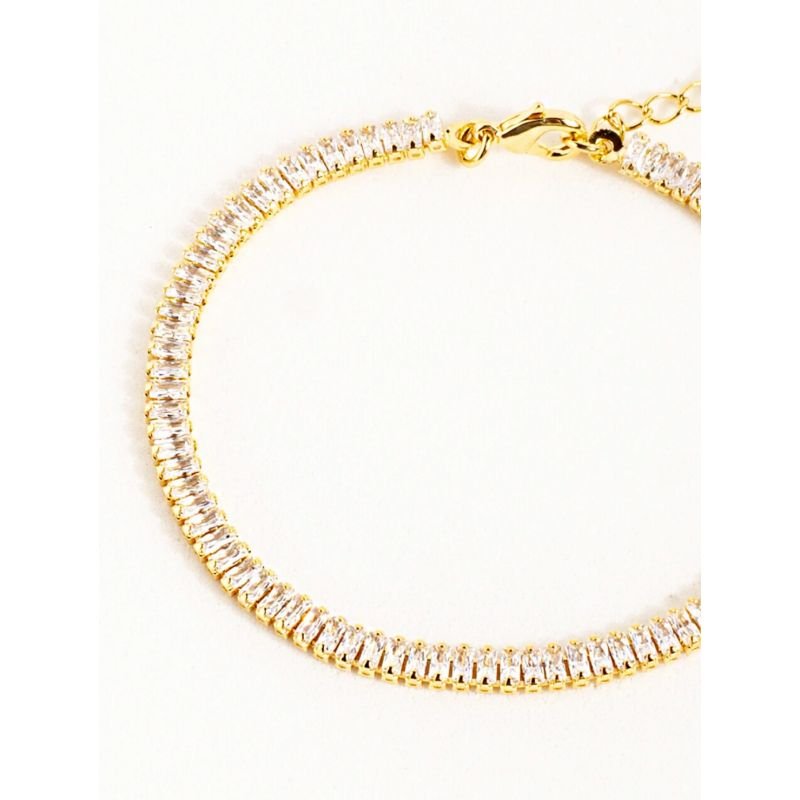 Pulseira zircônia navete banho ouro cristal